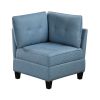 Living Room Furniture Corner Wedge Blue Tufted Solid Wood Modern Comfort 1pc Modular Piece Wedge Sofa Hidden Storage
