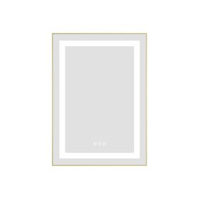 20 x 28 Inch LED Bathroom Mirror with Front and Backlight, Wall Mounted Vanity Mirror with Aluminum Frame, Anti-Fog, Memory, 3 Colors, Stepless Dimmab