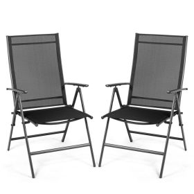 Set of 2 Adjustable Portable Patio Folding Dining Chair Recliners