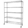 5-Tier NSF Heavy Duty Adjustable Storage Metal Rack with Wheels & Shelf Liners Ideal for Garage, Kitchen, and More - Chrome