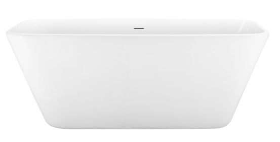 59" Acrylic Alcove Freestanding Soaking White Bathtub Rectangular shape