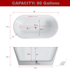 Luxury Glossy White Acrylic Freestanding Soaking Bathtub with Chrome Overflow and Drain, cUPC Certified - 63*31.1 22A02-63