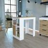 Kitchen Island 36" H, Three Open Side Storage Shelves and One Push-to-Open Cabinet, White/Macadamia