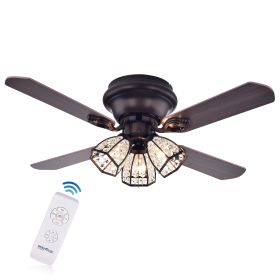 Tarudor 3-Light Crystal 4-blade Dark Wood with Antique Bronze Housing 42-inch Ceiling Fan