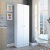 Multistorage Pantry Cabinet, Five Shelves, Double Door Cabinet -White