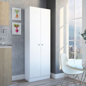 Multistorage Pantry Cabinet, Five Shelves, Double Door Cabinet -White