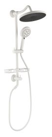 ShowerSpas Shower System, with 10" Rain Showerhead, 4-Function Hand Shower, Adjustable Slide Bar and Soap Dish