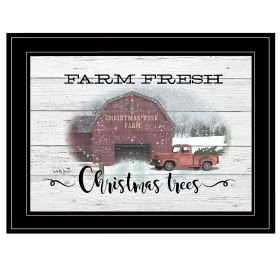 "Farm Fresh Christmas Trees" By Billy Jacobs, Ready to Hang Framed Print, Black Frame