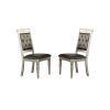 Dining Chairs With Tufted Back, Silver(Set Of 2)