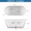 59" Acrylic Freestanding Bathtub, Gracefully Shaped Freestanding Soaking Bathtub with Brushed Nickel Drain & Minimalist Linear Design Overflow White