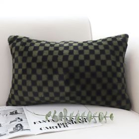 SOGA 2X 30cm Urban Light Luxury Dark Green Checkered Lumbar Throw Pillow