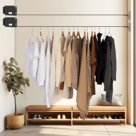 SOGA 2X 160mm Wall-Mounted Clothes Line Dry Rack  Foldable Hanger Black