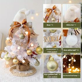 Artificial Christmas Tree, Mini Table Top Christmas Trees with Lights, Pre-lit Small Christmas Pine for Home, Office, Party Decoration, White Xmas Dec