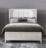Antique White Finish King Bed with LED Headboard Upholstered Cushion Modern Bedroom Furniture 1pc, Reeded Fronts