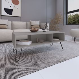 Coffee Table 15.7" H, with 4 Legs and 2 Shelves, White