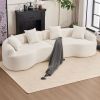 [VIDEO provided ]4 Seater White Sofa with Chenille fabric, 30D ,60 Hardness full sponge,4 pillow for Living Room