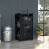 Baltimore Bar Cart with Casters, Glass Door and 2-Side Shelf