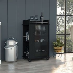 Baltimore Bar Cart with Casters, Glass Door and 2-Side Shelf