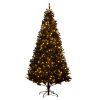 HOMCOM 7.5' Tall Prelit Christmas Tree Douglas Fir Artificial Christmas Tree with Realistic Branches, 500 Warm White LED Lights and 1346 Tips, Black