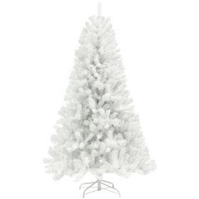 HOMCOM 9ft Tall Artificial Christmas Tree, Unlit Xmas Tree with 2132 Branch Tips, Auto Open, Steel Base, Holiday DÃ©cor for Home Office, White