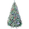 HOMCOM 6ft Tall Prelit Artificial Christmas Tree Holiday DÃ©cor with 607 Snow Flocked Branches, 350 Warm White or Colorful LED Lights, Steel Base