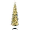 HOMCOM 6' Tall Pre-Lit Slim Noble Fir Artificial Christmas Tree with 170 Warm White LED Lights and 390 Tips, for Christmas Decoration, Green