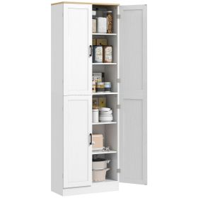 HOMCOM 67" Freestanding Kitchen Pantry, 4-Door Storage Cabinet Organizer with Adjustable Shelves, Kitchen Cabinet with Doors and Shelves