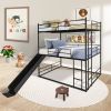 Twin Size House Loft Bed with Slide and Ladder, Black