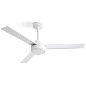 52" Ceiling Fan Without Light, 3 ABS Blades Farmhouse Ceiling Fan with Remote Control 6-speed Reversible DC Motor White for Living Room, Bedroom, Kitc