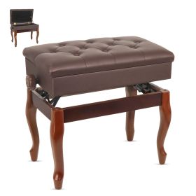 5 Core Piano Bench Wooden Height Adjustable Stool Heavy Duty Keyboard Seat with Storage - PNB WD HD BR