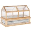 Outsunny Raised Garden Bed with Polycarbonate Greenhouse, Wooden Garden Cold Frame Greenhouse, Flower Planter Protection, 48" x 24" x 32", Natural