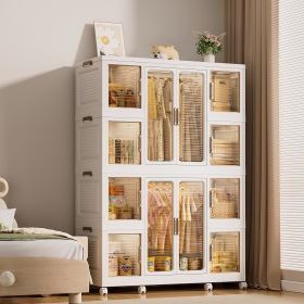 Portable Wardrobe Closet Storage Organizer for Clothes,Clothes Dresser,12 Magnetic Doors-12 Cubes & 2 Hanging Rod,16 pcs hangers