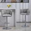 360Ã‚Â° Fabric cover Swivel Bar Stools Set of 2, Adjustable Counter Height Bar Chairs with Woven Back & Footrest