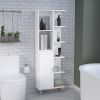 Mott 63" H Linen Bathroom Cabinet with Seven Open Shelves, One Drawer and four legs,White