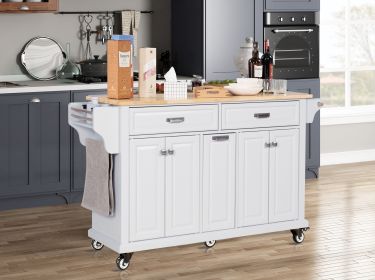 Kitchen Island with Rubber wood Countertop