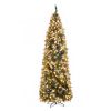 9ft Automatic Tree Structure Pointed Pencil Shape PVC Material Green Sticky White 460 Lights Warm Color 8 Modes 1298 Branches 91 Pine Cones 91 Berries