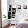 Freestanding Full Length LED Mirrored Jewelry Armoire with 6 Drawers