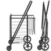 Folding Shopping Cart, Jumbo Grocery Cart with Double Baskets, 360Ã‚Â° Swivel Wheels, Heavy Duty Utility Cart