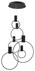Hong Kong Circular Chandelier Integrated LED, Dimmable, Black