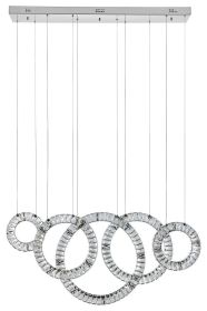 5 Hoop Crystal Progression Chandelier Integrated LED, Dimmable, Chrome