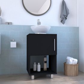 Single Bathroom Vanity Pigmag, One Open Shelf, Single Door Cabinet, Black Wengue Finish