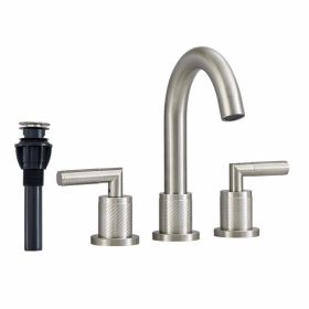 Bathroom Faucet 2 Handle Brushed Nickel Bathroom Sink Faucet Widespread 3 Hole 360Â° Swivel Spout Modern Sink Basin Faucets 8 inch