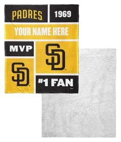 [Personalization Only] OFFICIAL MLB Colorblock Personalized Silk Touch Sherpa Throw Blanket - Padres