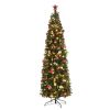 7.5ft Pencil Shape Automatic Tree Structure PVC Material 1090 Round Heads 350 Lights Warm Color With Colorful 10 Modes, Christmas Tree Green