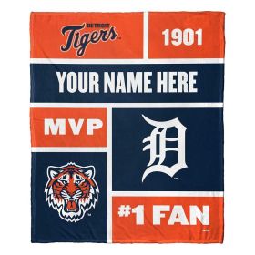 [Personalization Only] OFFICIAL MLB Colorblock Personalized Silk Touch Throw Blanket - Tigers
