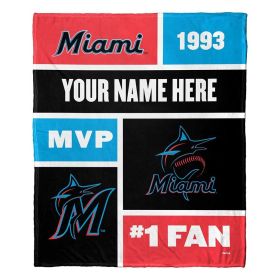 [Personalization Only] OFFICIAL MLB Colorblock Personalized Silk Touch Throw Blanket - Marlins