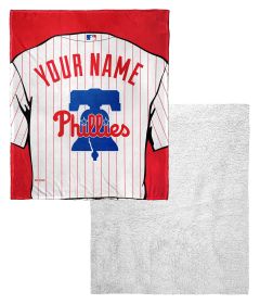 [Personalization Only] OFFICIAL MLB Jersey Personalized Silk Touch Sherpa Throw Blanket - Phillies