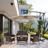 2pcs Arm Chairs 1pc Love Seat & Tempered Glass Coffee Table Rattan Sofa Set Brown Gradient