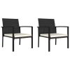 Dining Chair Set of 2 Black and Cream
