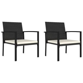 Dining Chair Set of 2 Black and Cream